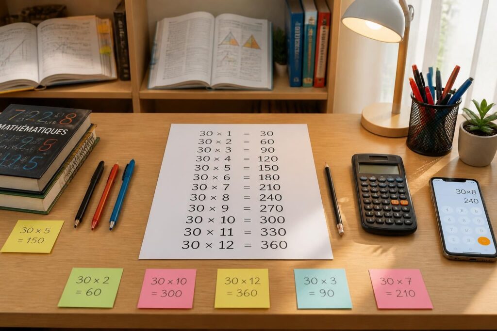 découvrez des astuces efficaces pour mémoriser et utiliser facilement la table de multiplication par 30, afin de progresser rapidement en calcul mental.